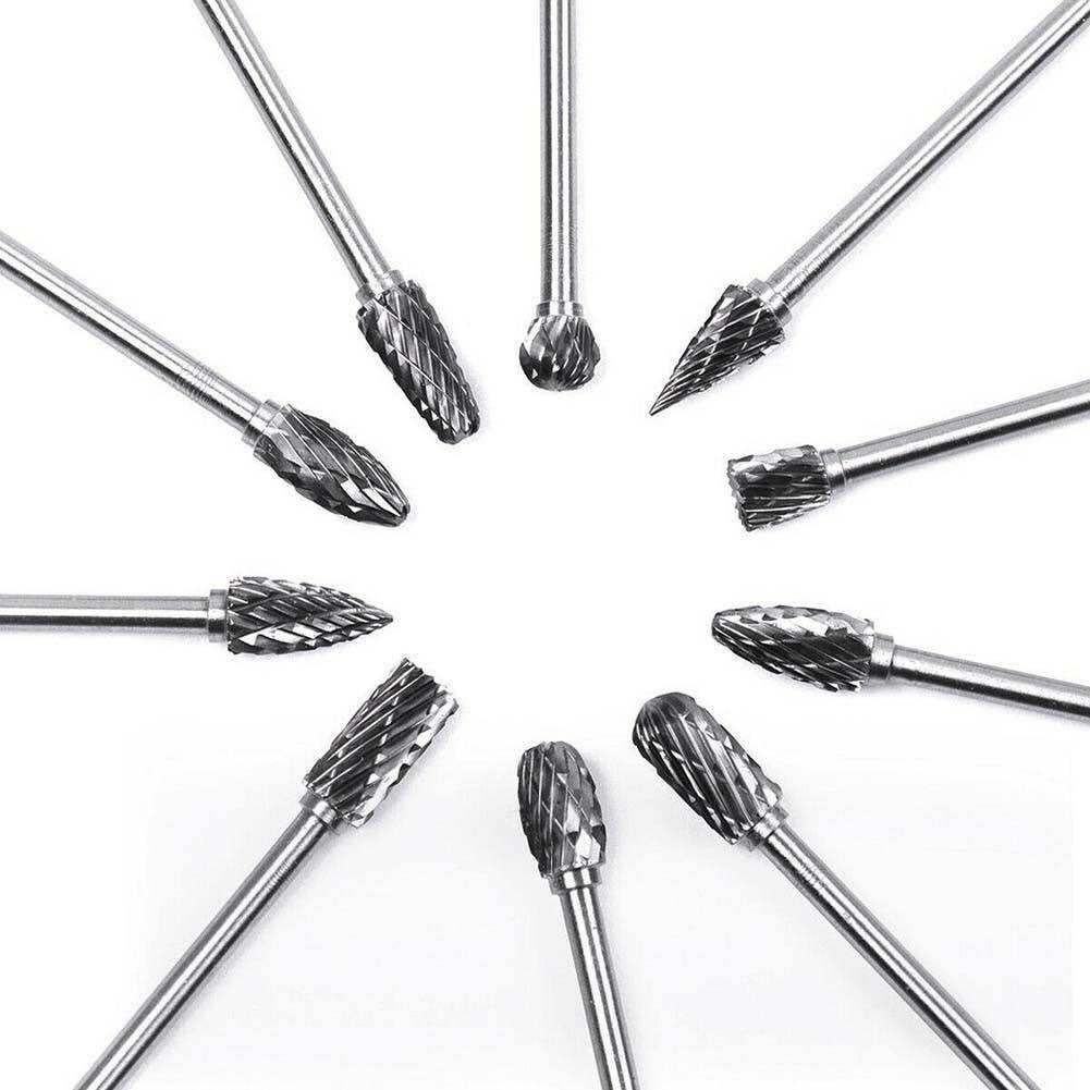 10 Cái Đầu Mài Thép Vonfram Bộ Mũi Khoan Cacbua, Dụng Cụ Khắc Gỗ Dụng Cụ Quay Bộ Mũi Khoan Mini