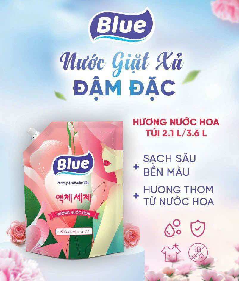 Combo 2 Nước giặt xả Blue công nghệ Hàn Quốc 2.1L