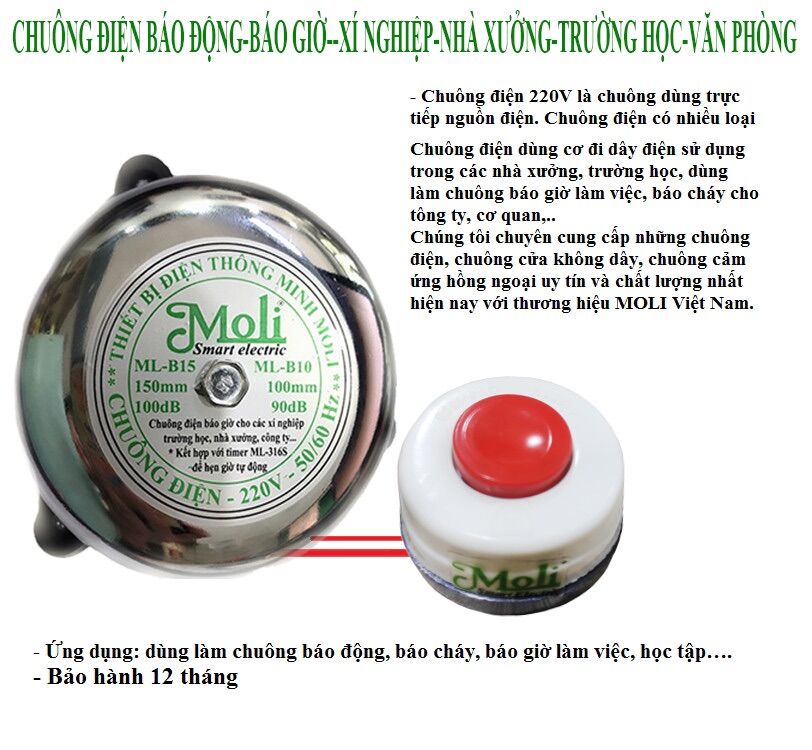 Chuông điện reng reng 10cm báo giờ kèm nút nhấn