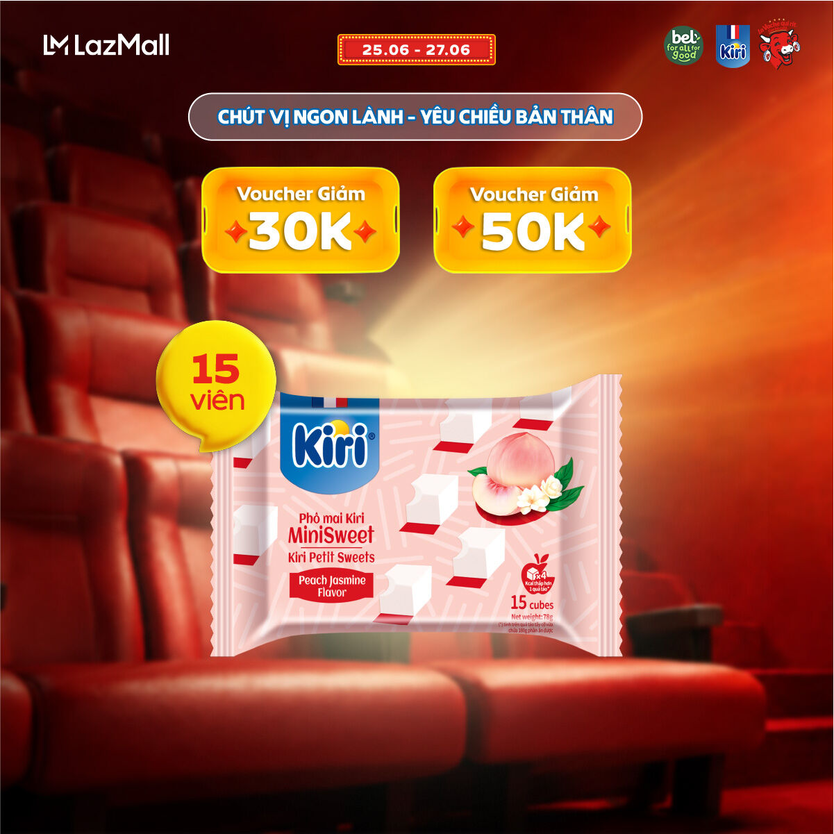 Phô Mai Kiri Vị Đào hoa nhài 15C 78G