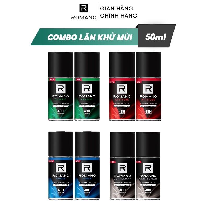 Combo 2 lăn khử mùi Romano Atitude 50ml (50ml x2)