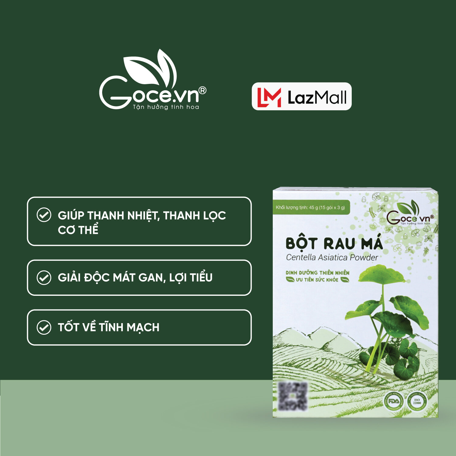 Bột rau má nguyên chất goce - 45g st