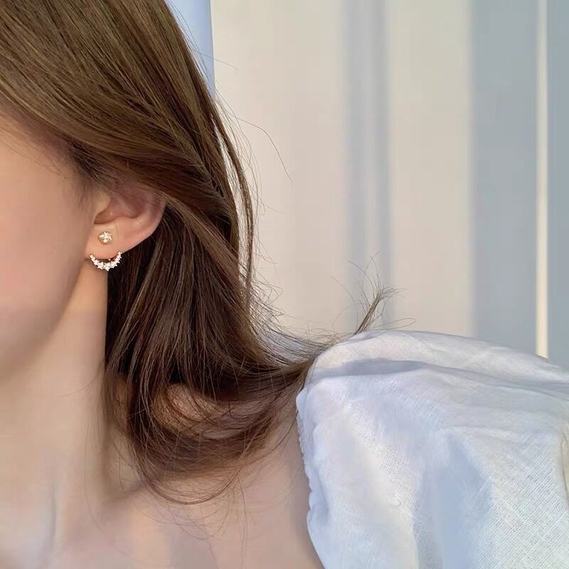 Bông tai sao đá pha lê đeo 2 kiểu