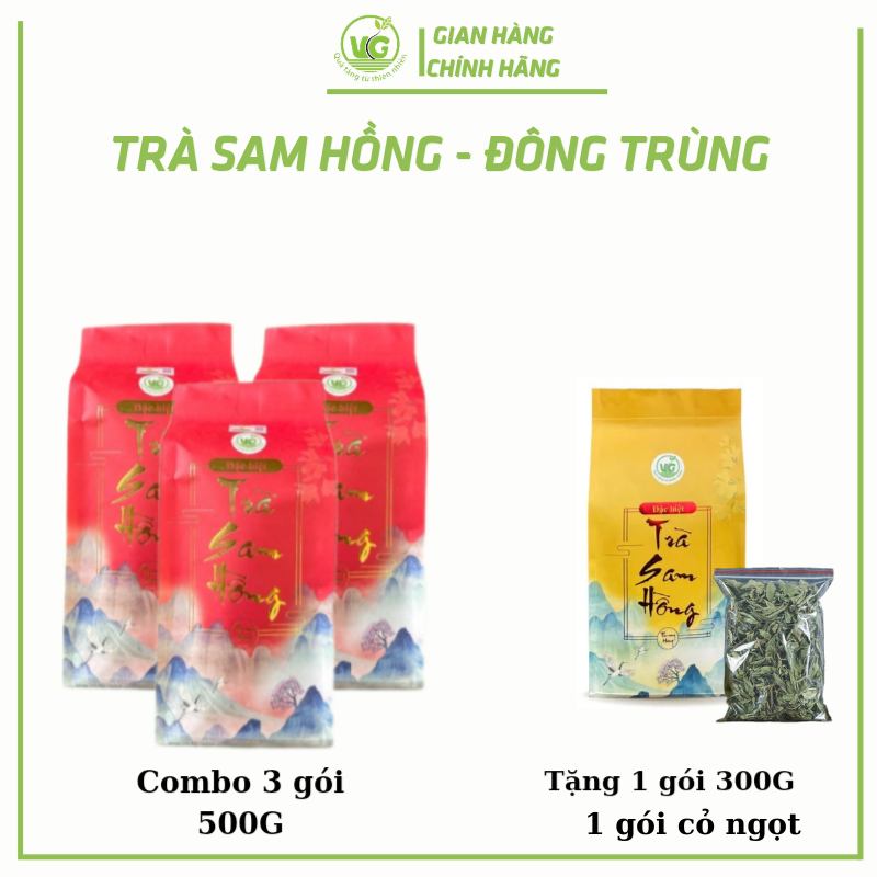  Trà Sam Hồng Thượng Hạng ĐB Đông Trùng Hạ Thảo FREE SHIP Combo 3 gói 500g Tặng 1 gói TSH Thượng Hạng ĐB 300gram và 1 gói Cỏ Ngọt Thanh nhiệt Mát Gan Ngủ ngon  tốt cho tim mạch  tăng cường sinh lý nam giới 