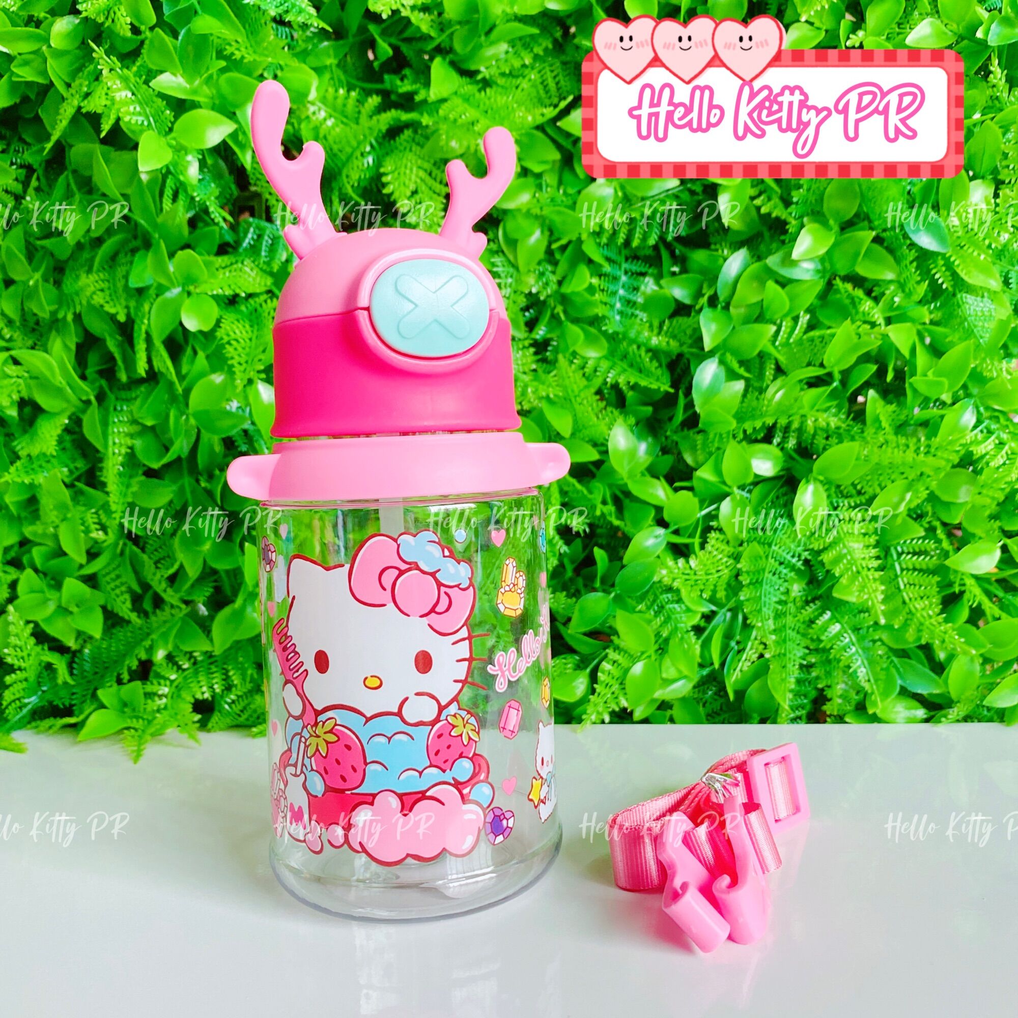 Bình nước 450ml có dây đeo Ponny - HelloKitty - Doremon Doraemon