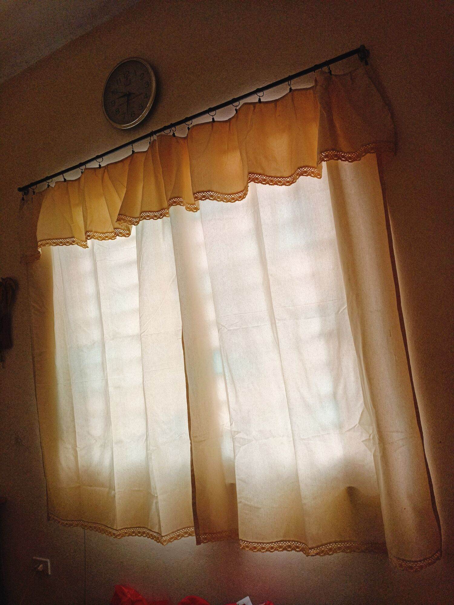 1 rèm vải canvas rèm màn cửa trang trí phối ren cotton phong cách vintage