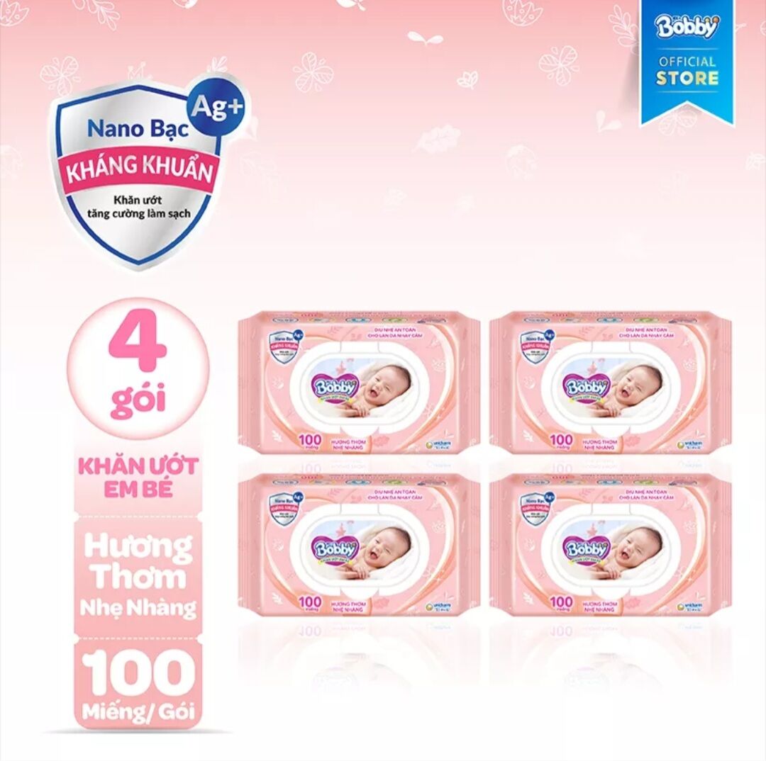 Khăn ướt Bobby care có mùi loại 100 tờ/gói