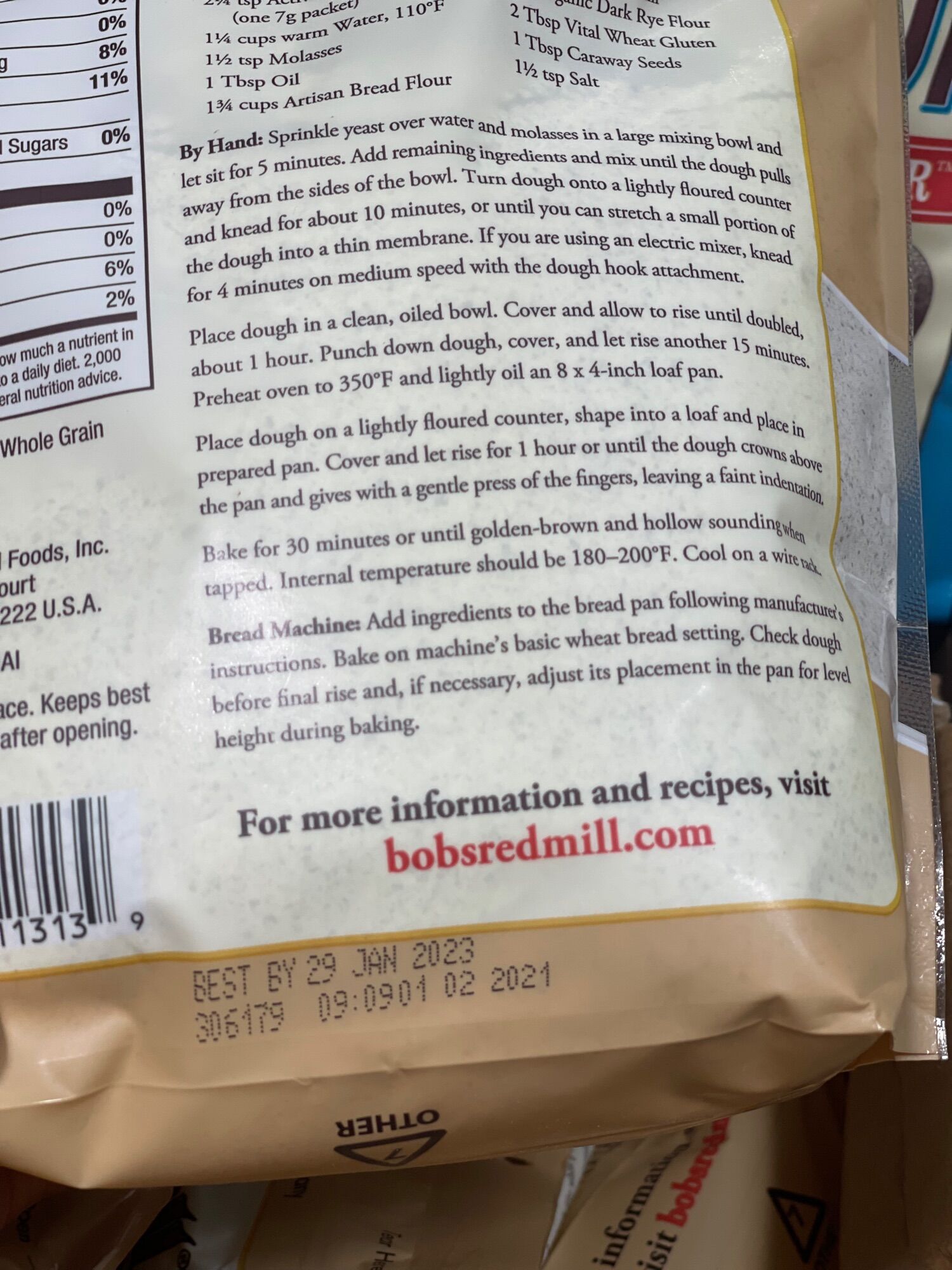 BỘT BÁNH MÌ LÚA MẠCH ĐEN RED MILL ( 567gram )