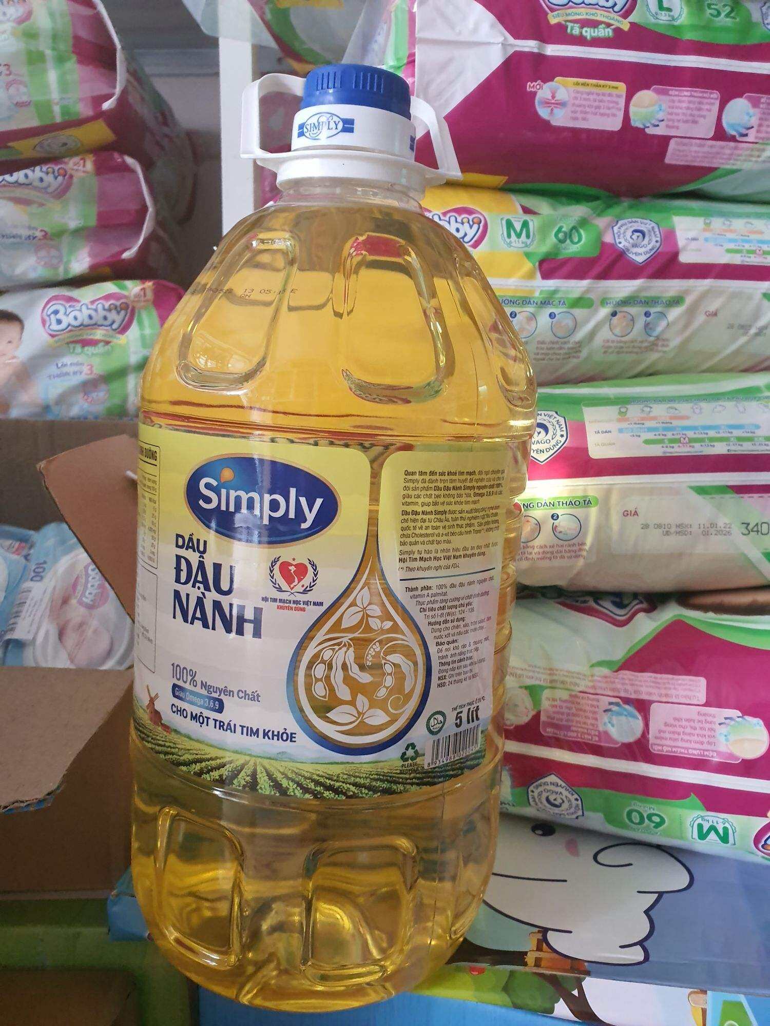 dầu đậu nành simply can 5 lít