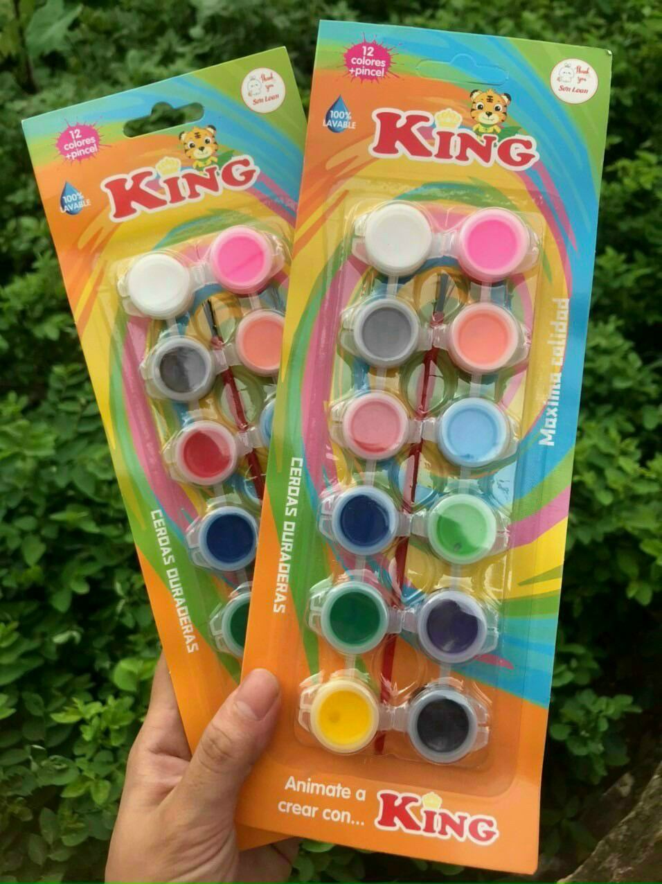 Màu vẽ nước King 12 màu kèm cọ vẽ