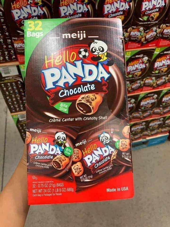 Bánh gấu nhân kem chocolate meiji hello panda nhập mỹ