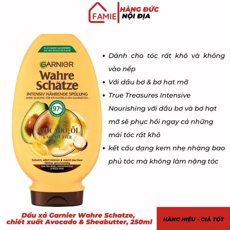 Dầu xả Garnier Wahre Schatze, 200ml - Hàng Đức