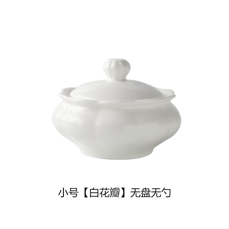 Nồi Hầm Tổ Yến, Bát Gốm Sứ, Nồi Canh Có Nắp, Nồi Tráng Miệng Thương Mại Viền Vàng, Nồi Hấp Hầm Cách Thủy Cỡ Nhỏ Nhà Hàng