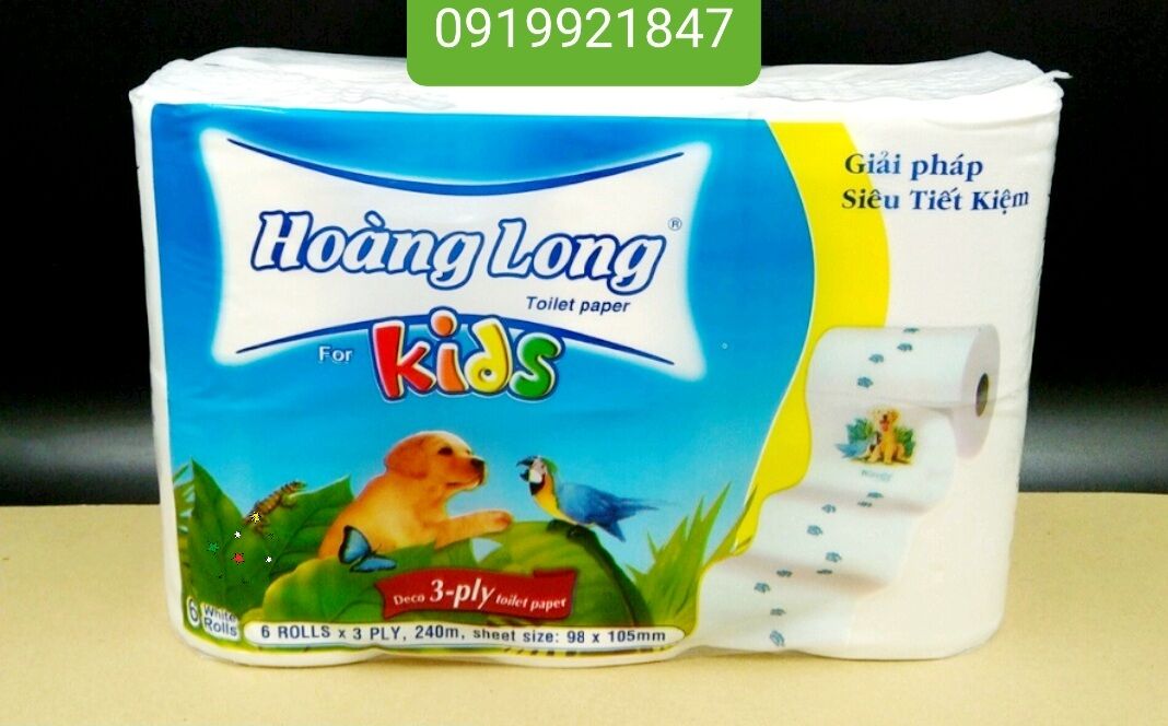 Lốc 6 Cuộn Giấy Hoàng Long Không Lõi