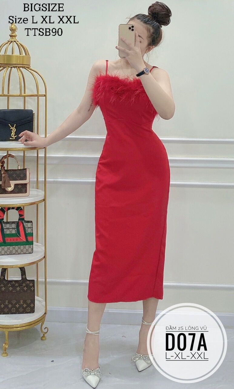 BIGSIZE (55-90kg) ĐẦM 2S LÔNG VŨ ( Ảnh thật)