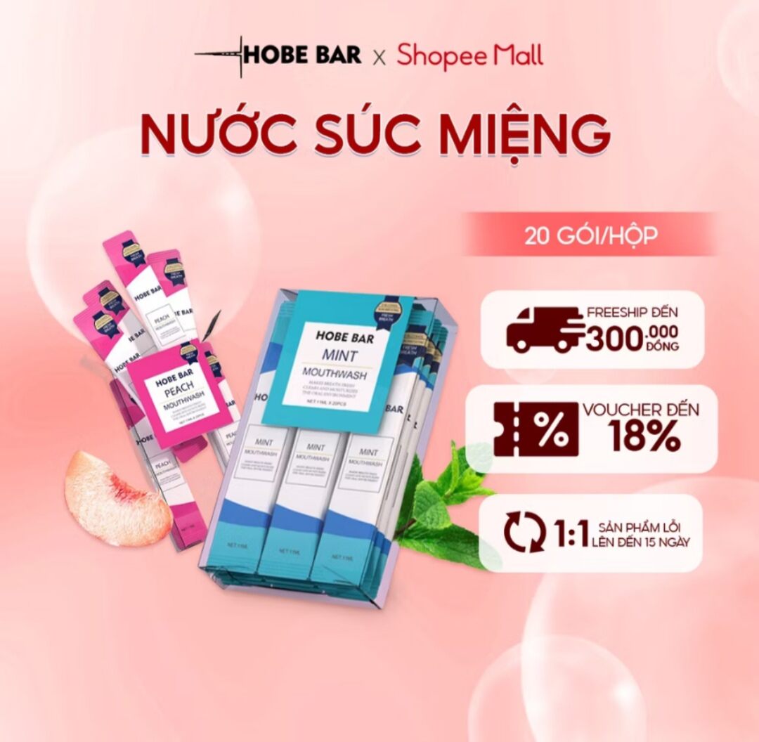 nước xúc miệng HOBE BAR giúp hơi thở thơm mát