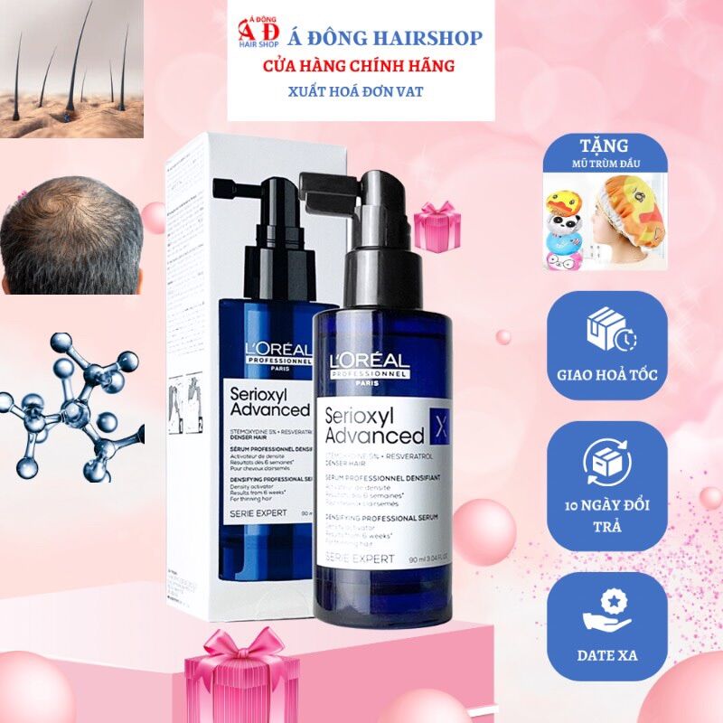 [+Tặng mũ trùm][L'OREAL] Tinh chất kích thích mọc tóc SERIOXYL Loreal Denser hair New 2023 có vòi xịt cho tóc thưa mỏng rụng 90ml (SPAIN)
