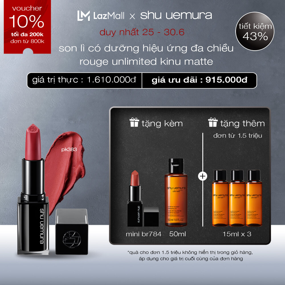 son lì có dưỡng shu uemura rouge unlimited kinu matte 3.3g