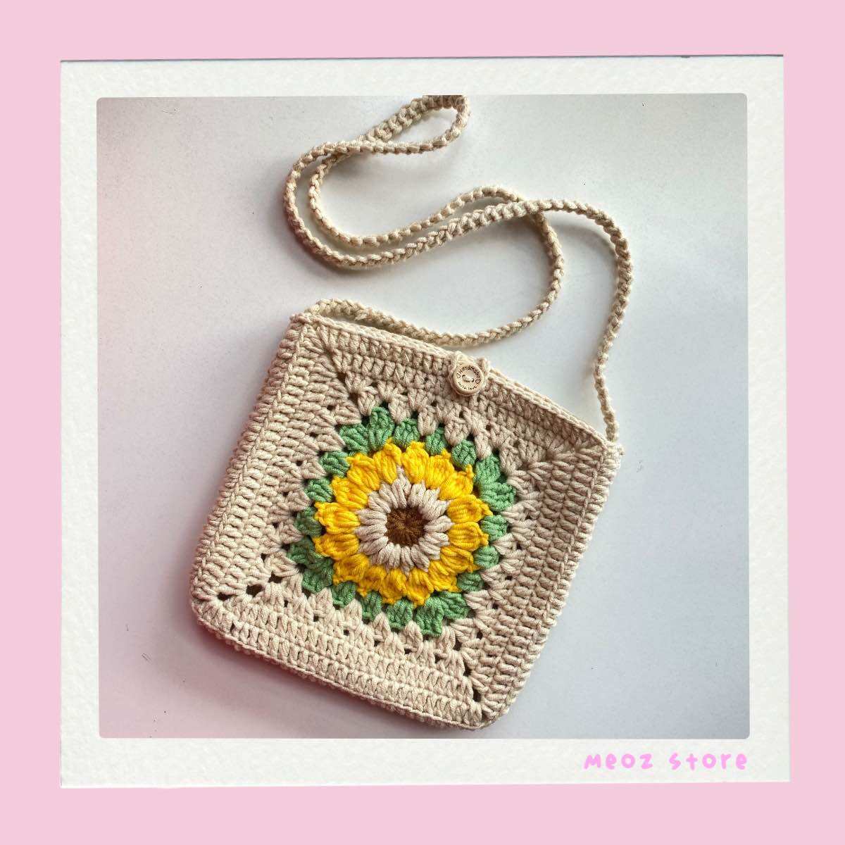 Túi đeo chéo hoa hướng dương handmade bằng len