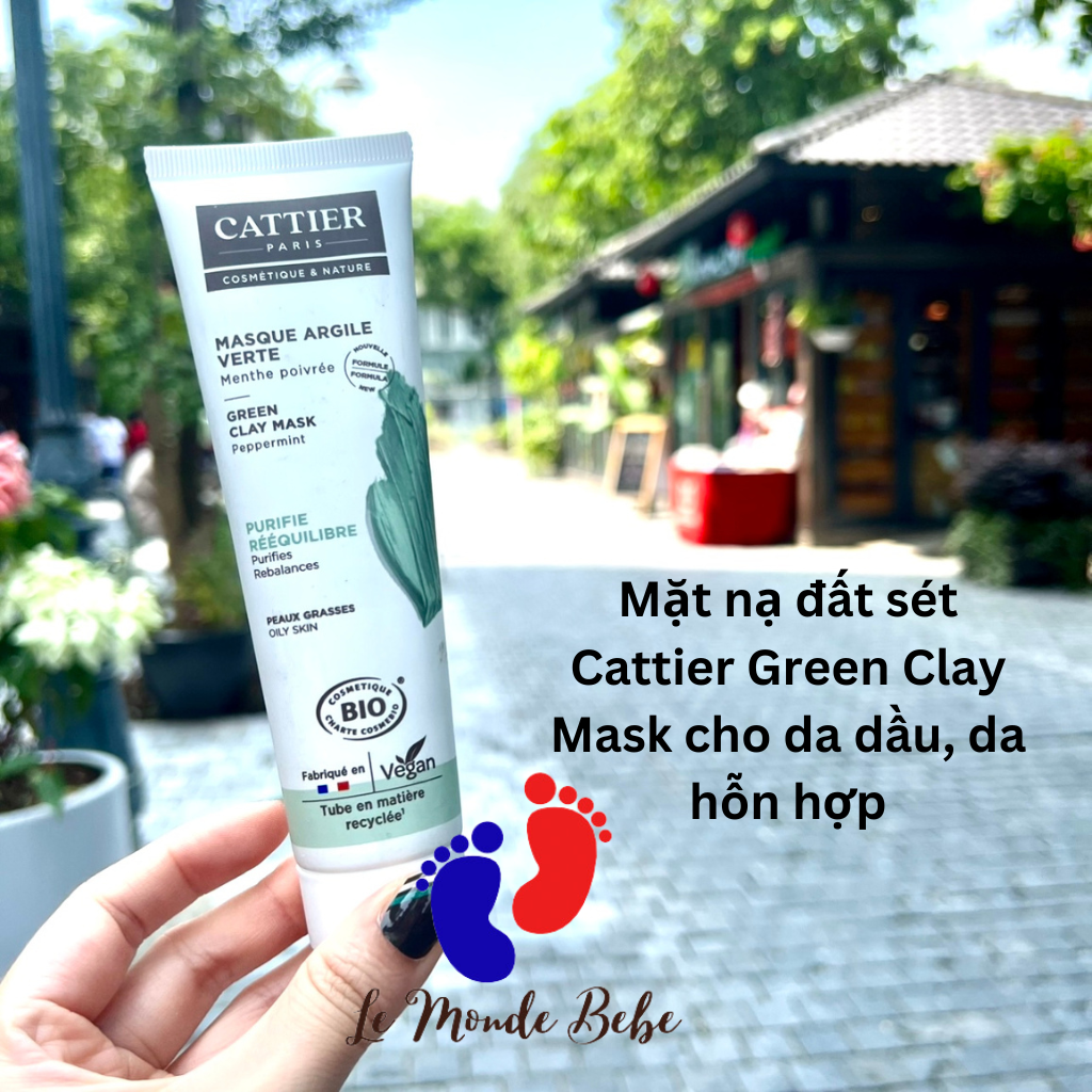 Mặt nạ đất sét hữu cơ Cattier Bio Pháp dưỡng ẩm trắng da mặt mask cấp ẩm cấp nước skincare oily skin - Le Monde Bebe Hàng nội địa Pháp có bill