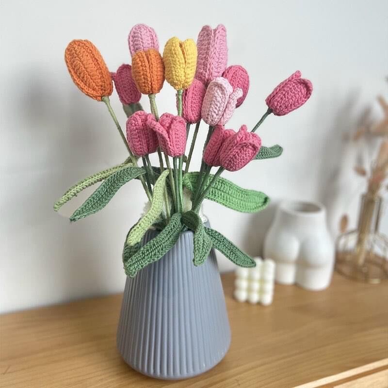 (Lẻ 1 bông) Hoa tulip bằng len handmade