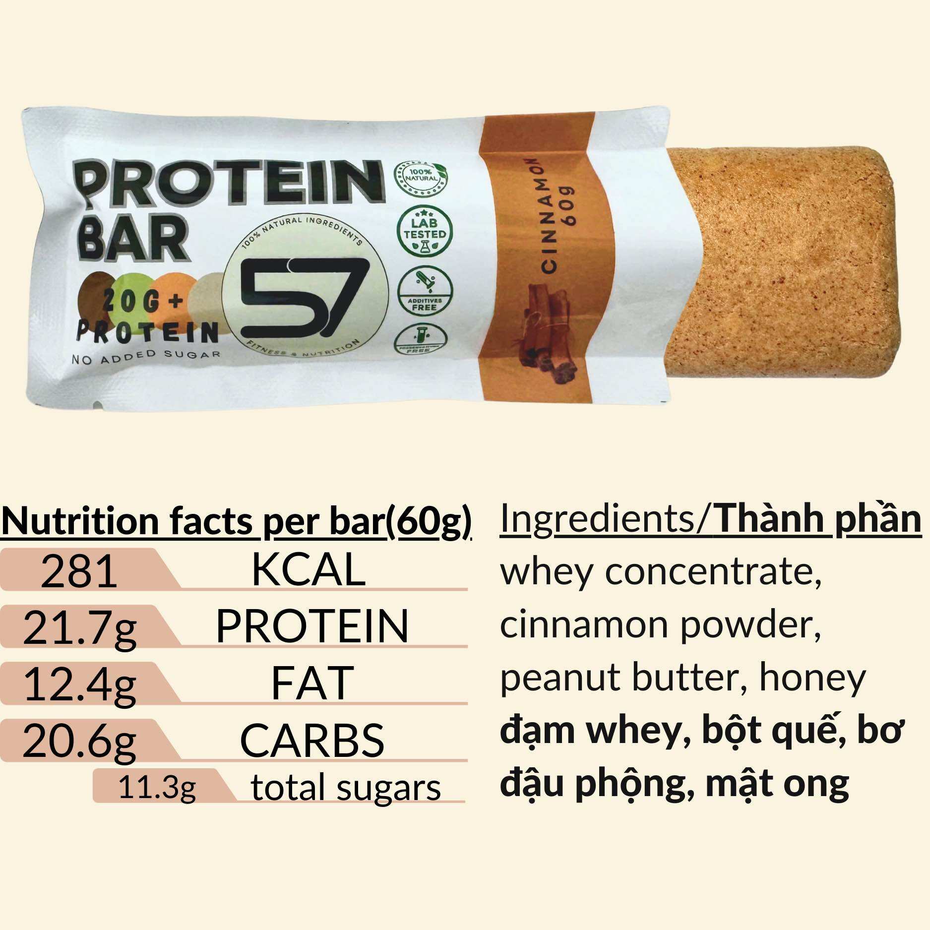 Thanh Protein Bar | 22g PROTEIN | 57 Nutrition