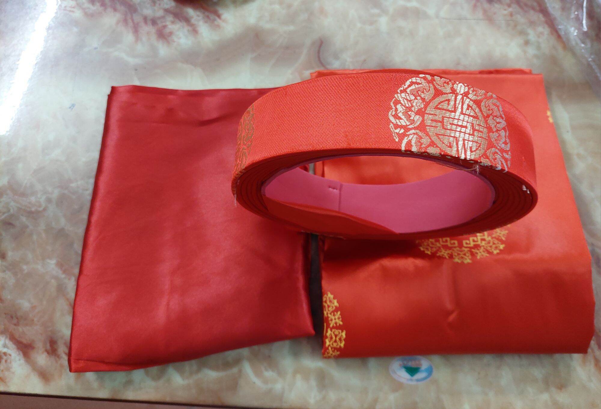 BỘ ÁO CHỮ THỌ ĐỎ (chữ thọ in) dàn cho ông bà