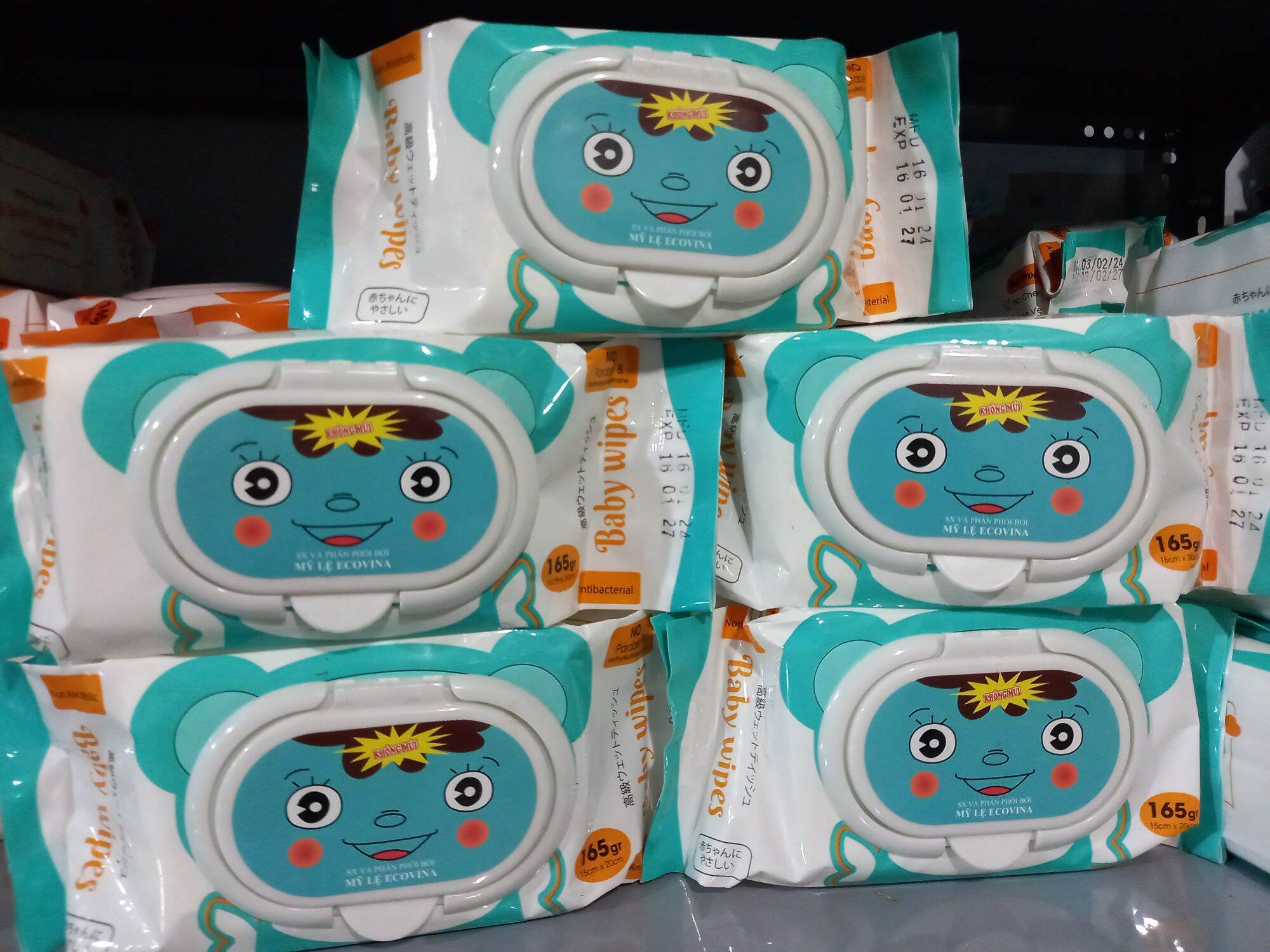 10 gói khăn ướt baby wipes 125 tờ khăn dày to 15×25cm không mùi