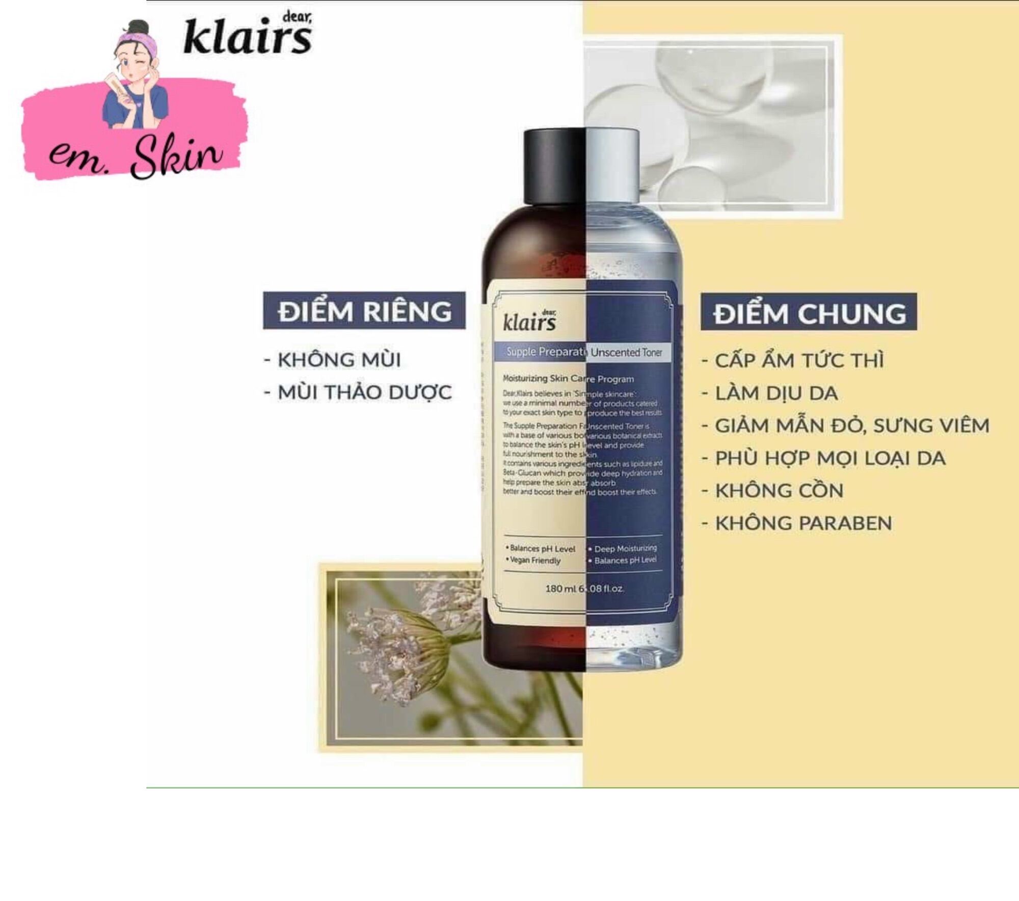 NƯỚC HOA HỒNG KLAIR'S FACIAL & UNSCENTED TONER