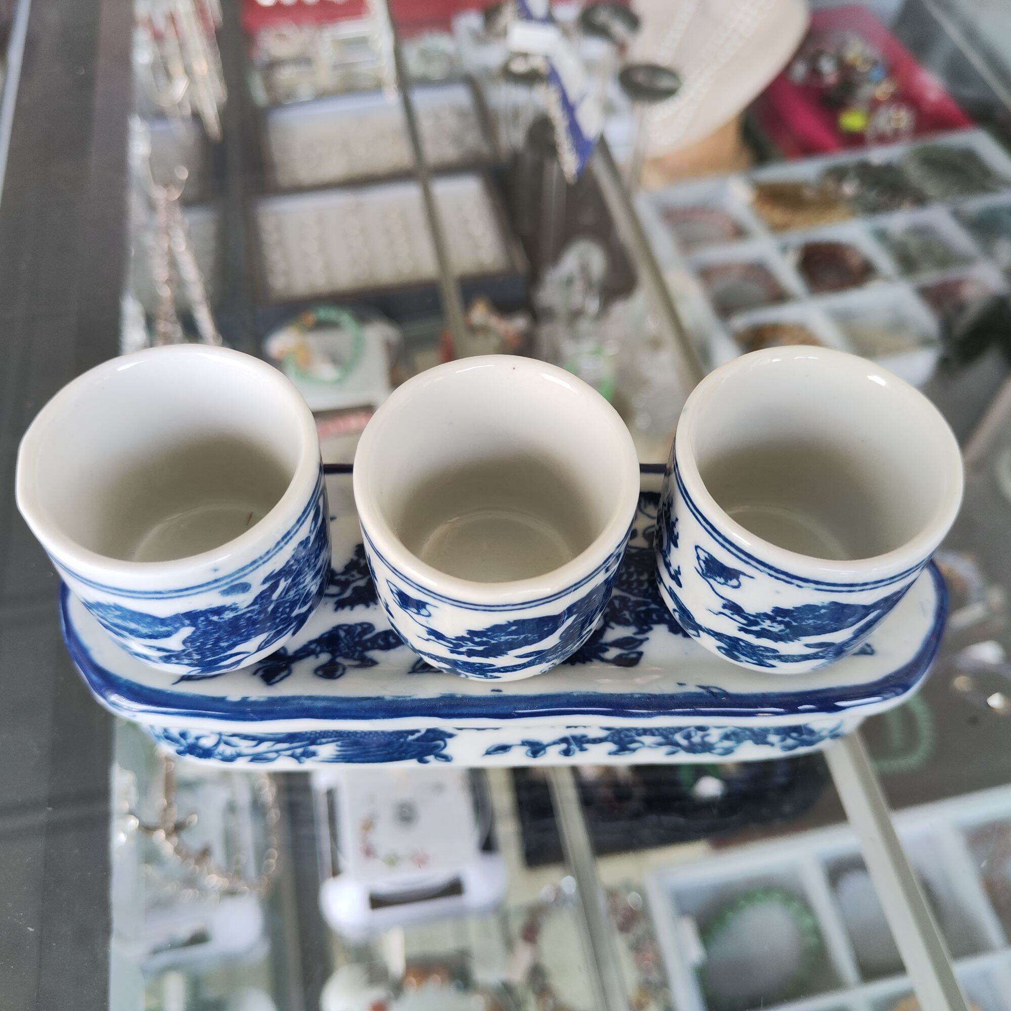 Bộ 3 Chén Thờ Cúng - Bộ Kỷ 3 Chén Men Lam