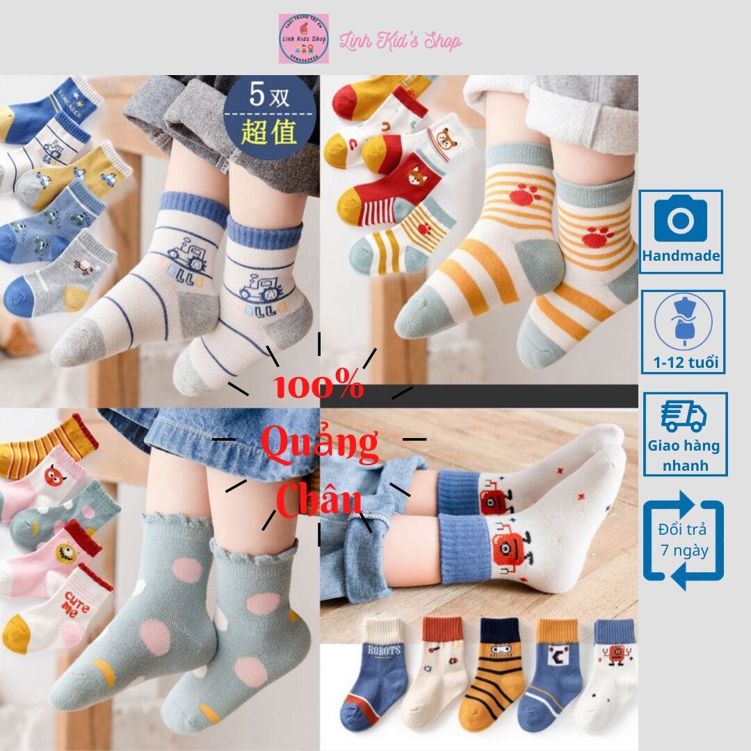 Set 5 đôi tất quảng châu cho bé từ 1-12 tuổi