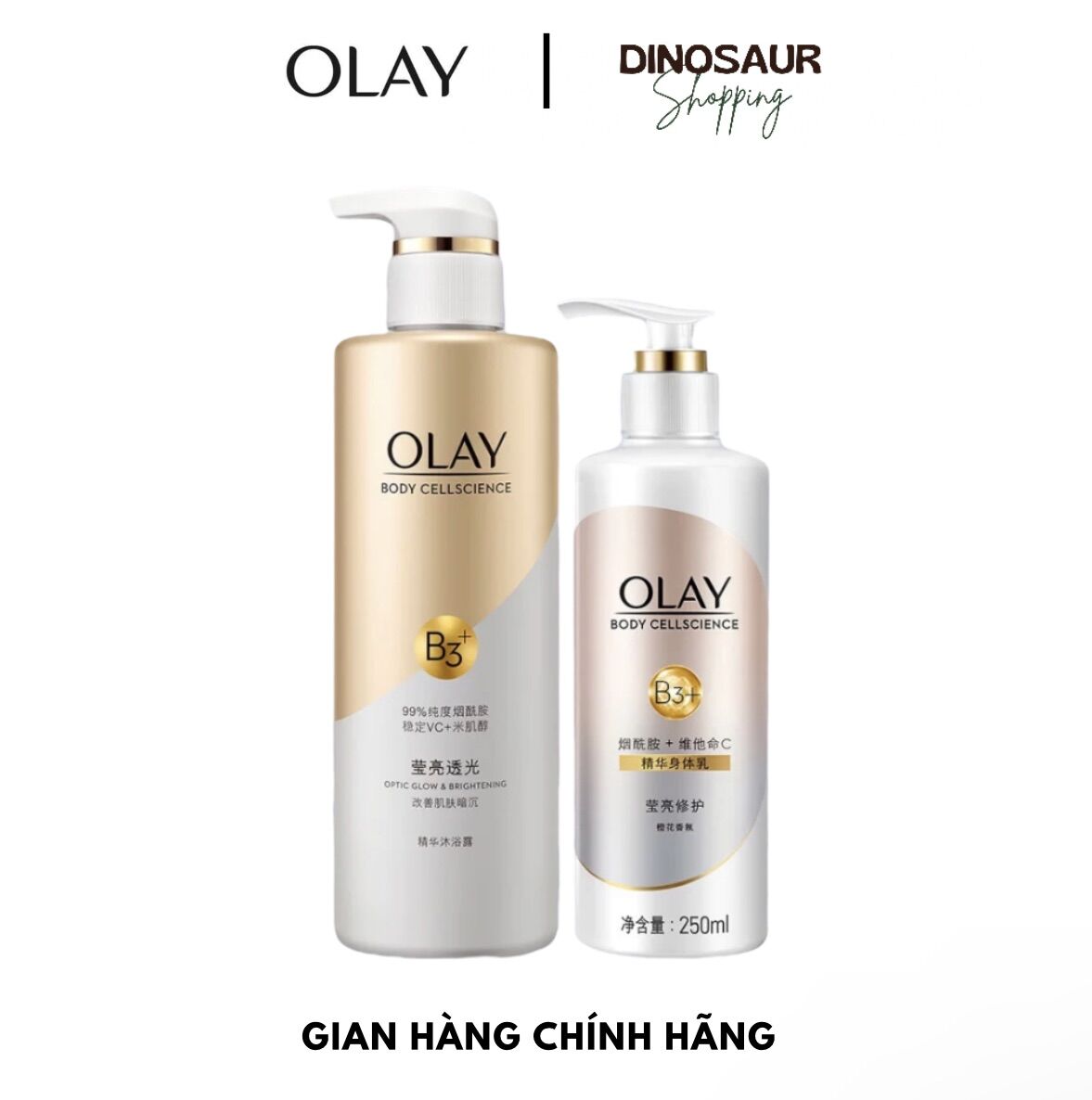 Combo sữa tắm 500ml và dưỡng thể 250ml olay b3+ vitaminc trắng da dưỡng ẩm ngừa mụn mờ thâm