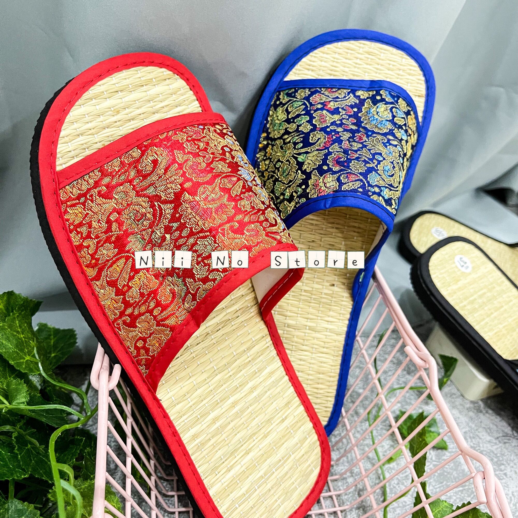 [3 màu] Dép chiếu cói quai gấm ngang