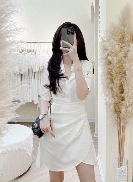 (SHOP BIGSIZE NỮ 50kg đến 90kg) đầm sơmi xếp li dọc nhấn eo
