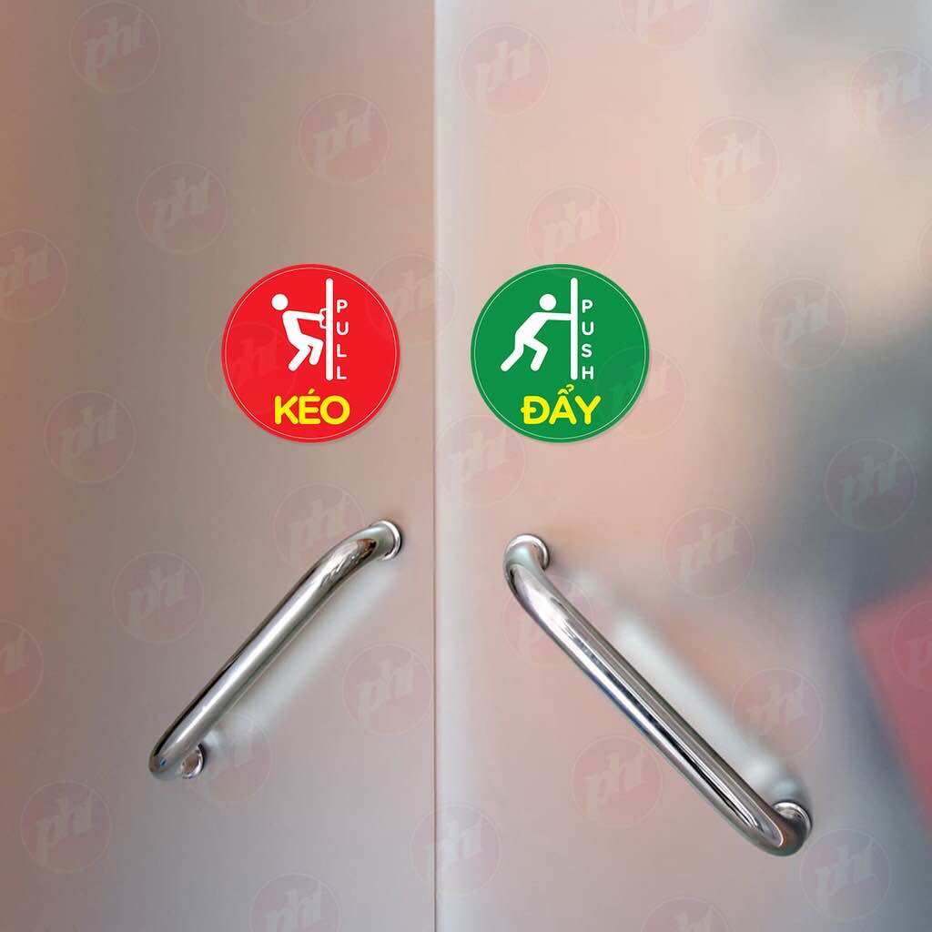 Set combo 2 miếng dán cửa "đẩy - kéo cửa ra vào pull - push, cửa kính