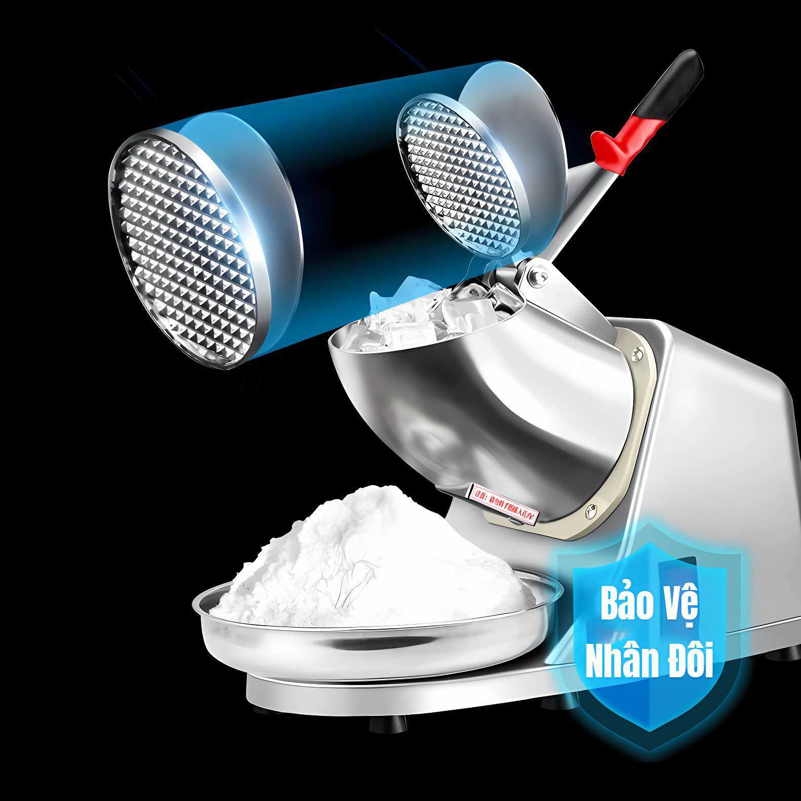 Máy xay đá, bào đá 2 lưỡi dao 2 nắp
