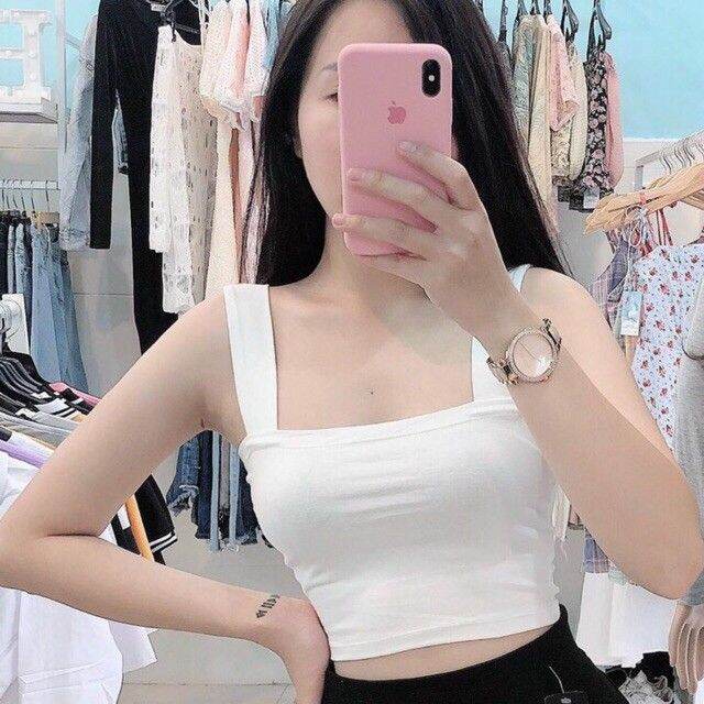 ÁO THUN DÂY TO ÁO KIỂU CROPTOP NGANG HỞ RỐN ÁO ÔM FORM DƯỚI 50KG