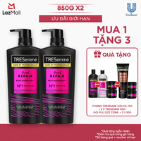 Combo 2 Dầu Gội TRESemmé Bond Repair Peptidebond+ Cho Tóc Hư Tổn Do Tạo Kiểu Giúp Ngăn Gãy Rụng (850gx2)
