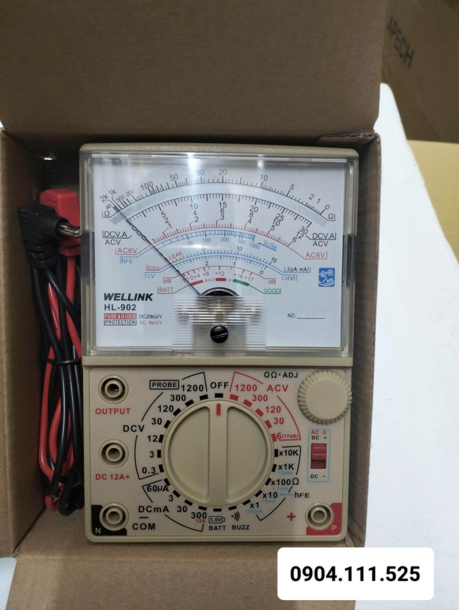 Đồng hồ vạn năng hiện kim Wellink HL-902 đo điện áp đến 1.200vol