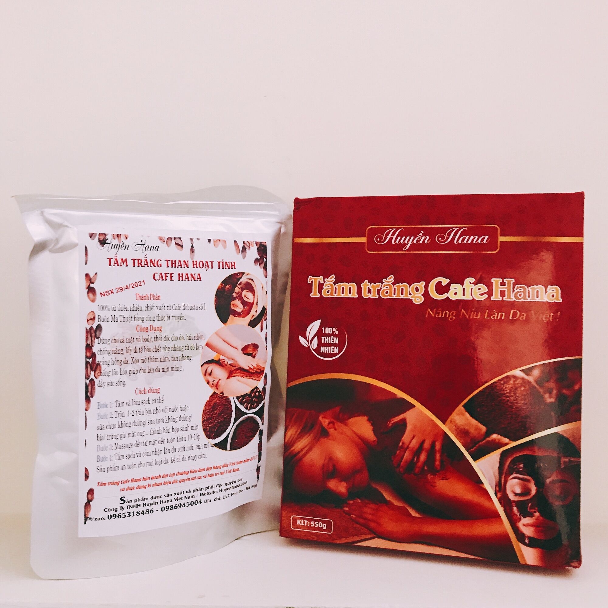 Tắm trắng cà phê than hoạt tính huyền hana