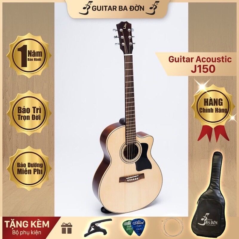 Đàn Guitar Acoustic J-150 SƠN PU BÓNG VÀ MỜ + COMBO PHỤ KIỆN