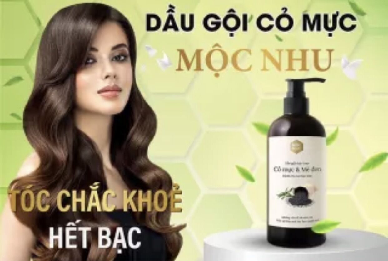 Dầu gội Cỏ Mực và Mè đen Mộc Nhu 300ml phủ đen tóc chống bạc tóc - tóc đen óng ả chỉ sau vài lần gội