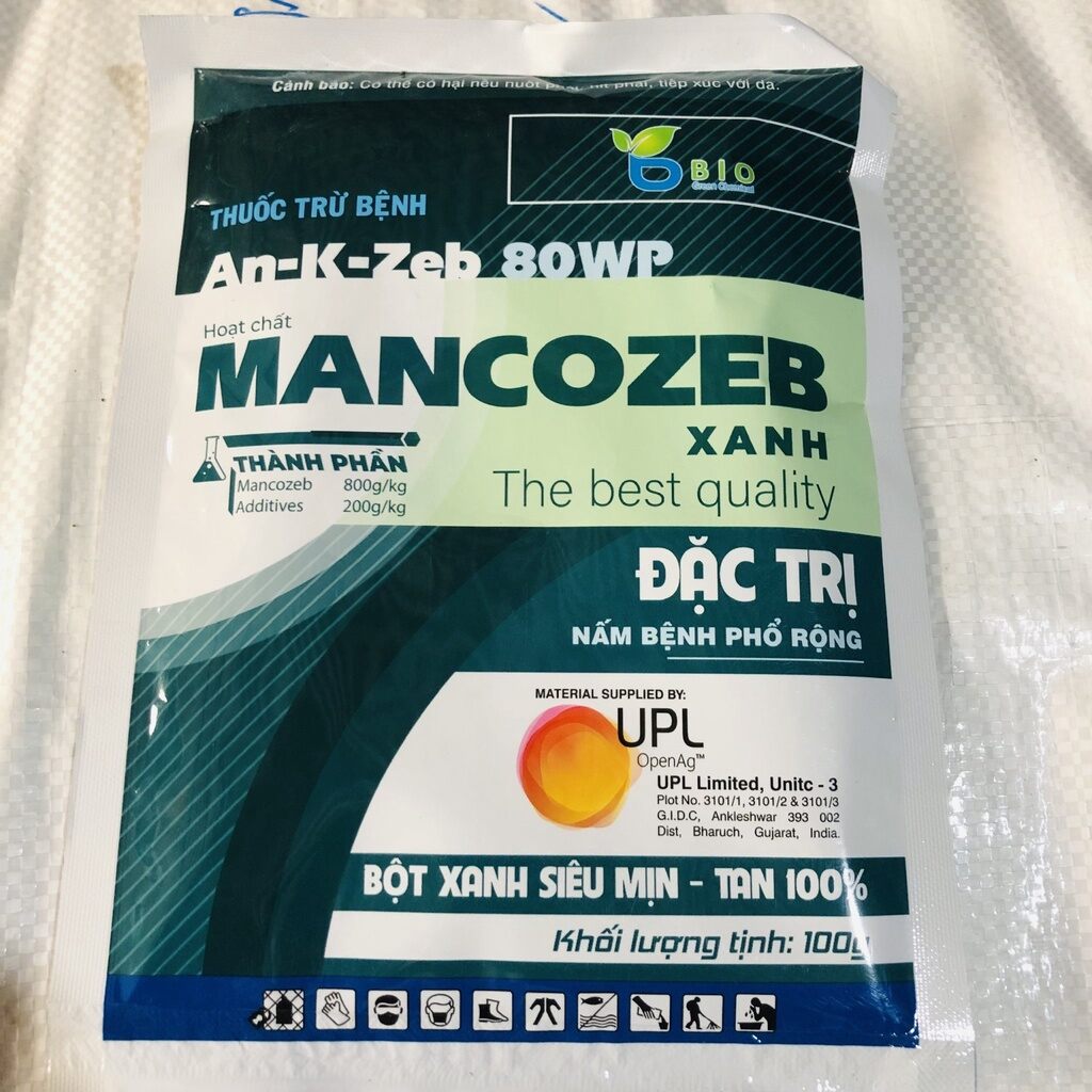 Combo 10 gói Chế phẩm xử lý bệnh Mancozeb Man xanh 100GR phòng ngừa Đốm vàng lá, thán thư, sương mai, mốc sương