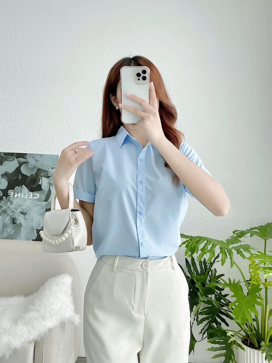 ÁO SƠ MI NỮ NGẮN TAY CÔNG SỞ BASIC TRẺ TRUNG CHẤT LIỆU MỀM MỊN ÍT NHĂN AM99