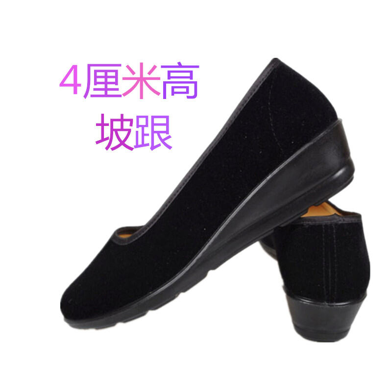 Giày Vải Bố Cổ Vuông Miệng Vuông Nhung Đen Bắc Kinh Cũ Giày Làm Việc Nhung Tây Thi Lười Giày Thường Ngày Thanh Niên TRUNG NIÊN Giày Khiêu Vũ Cho Mẹ