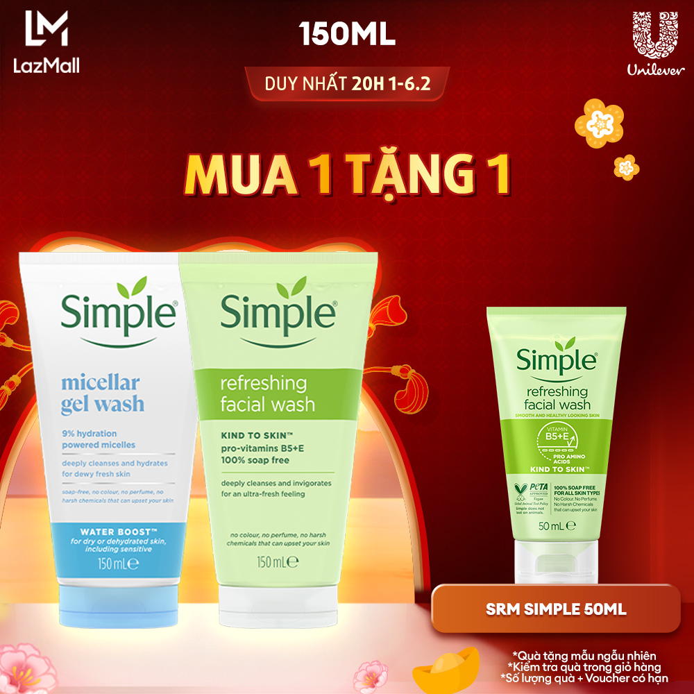 Sữa Rửa Mặt Simple lành tính và hiệu quả cho mọi loại da 150ml