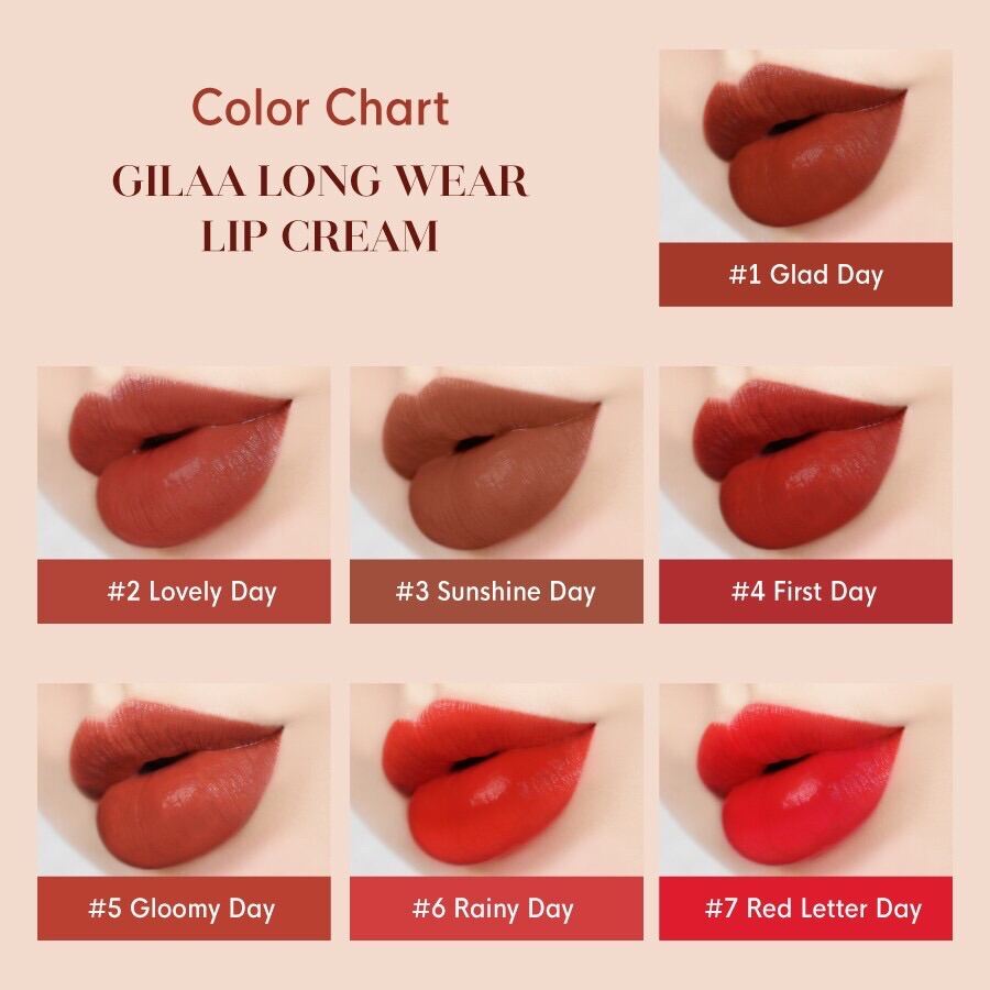 Set Full 7 Son kem lì Gilaa Long Wear Lip Cream Fullsize (5gx7pcs)