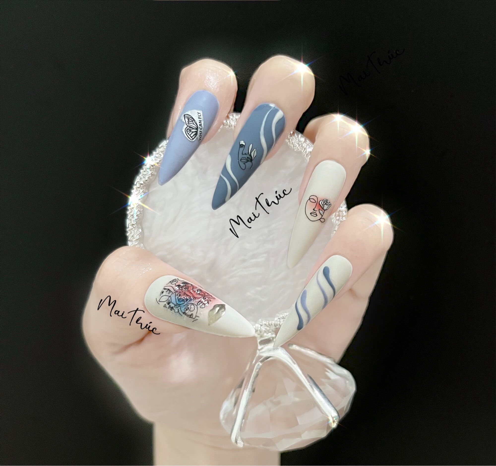 Nail box móng nhọn thiết kế theo yêu cầu size tay