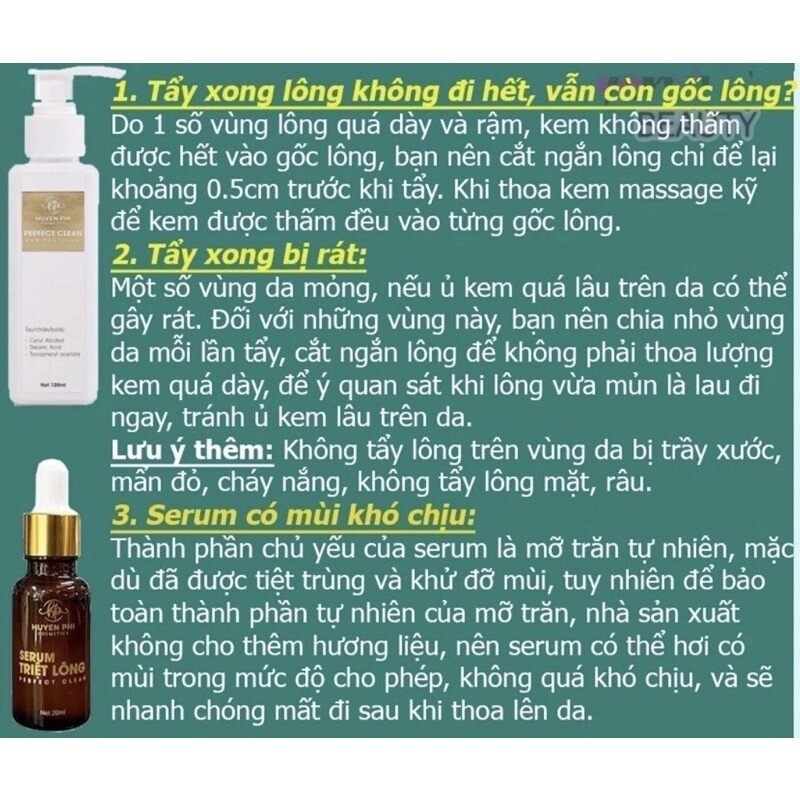 Combo kem tẩy lông huyền phi và serum triệt lông huyền phi