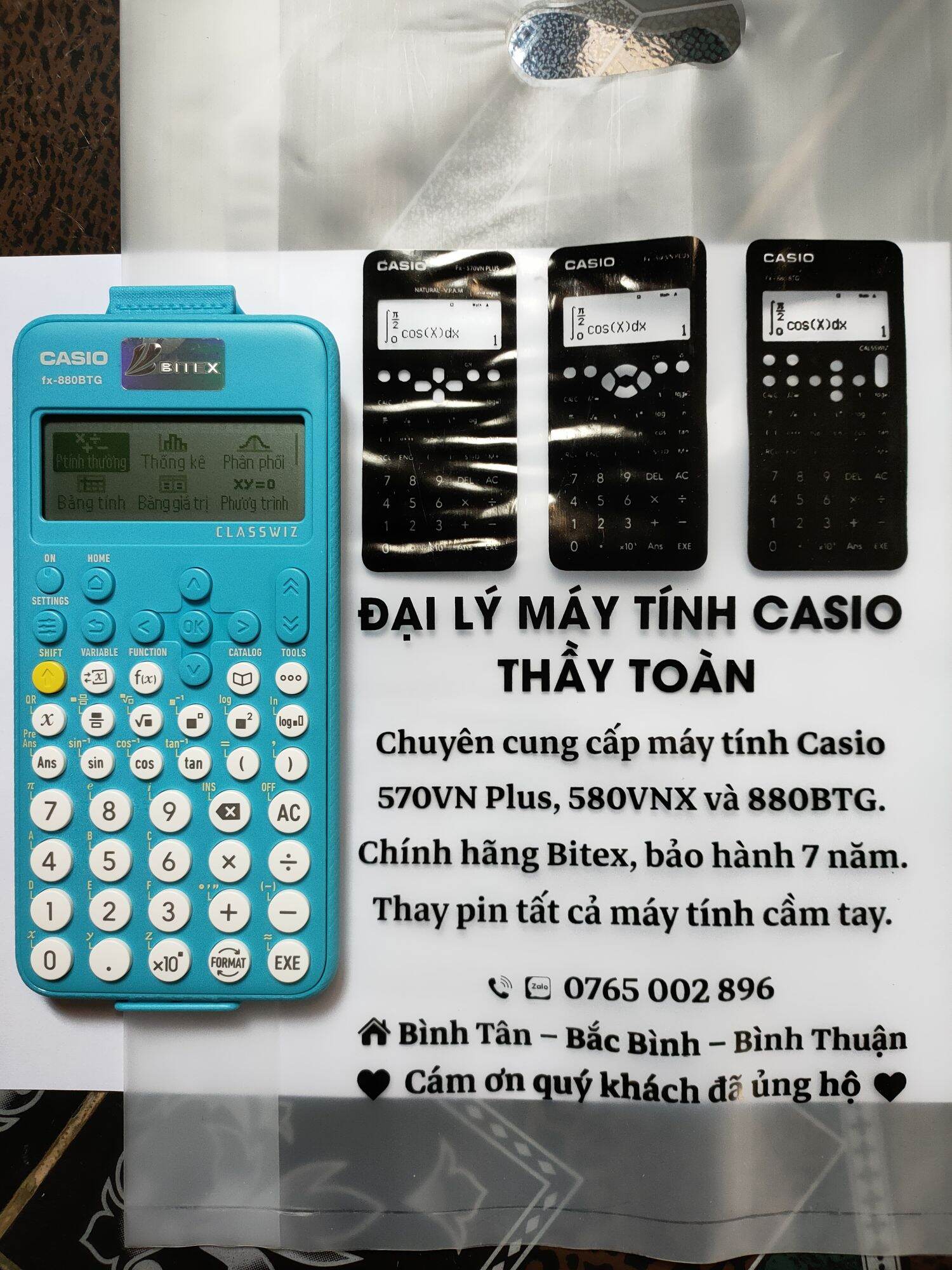Combo máy tính Casio 880BTG Xanh và Cẩm nang HDSD